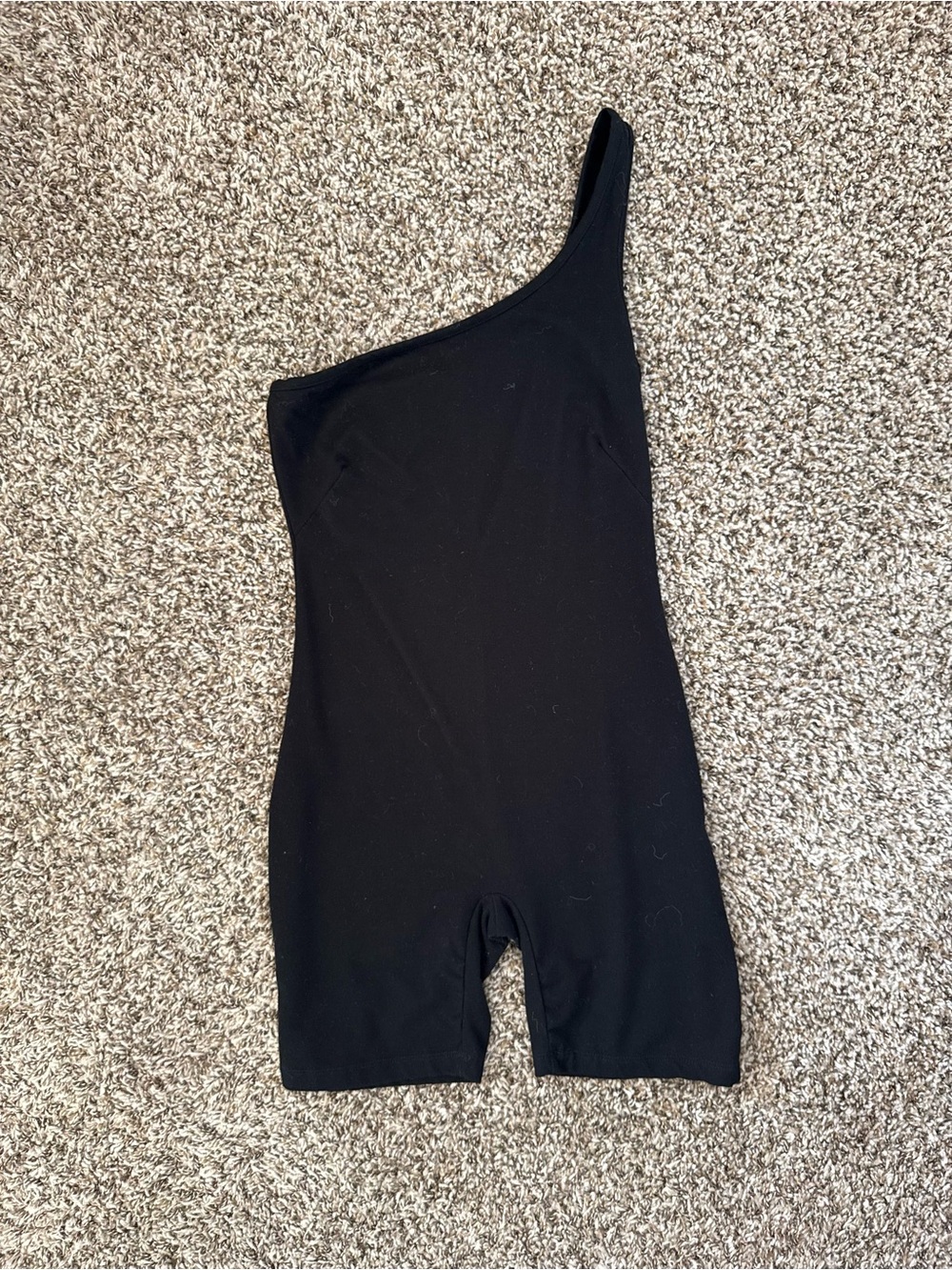 JLUXLABEL Black Asymmetrical One Shoulder Biker Romper Size M